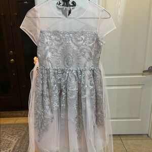 Cream A-Line Mock Neck Flutter Sleeve Dress